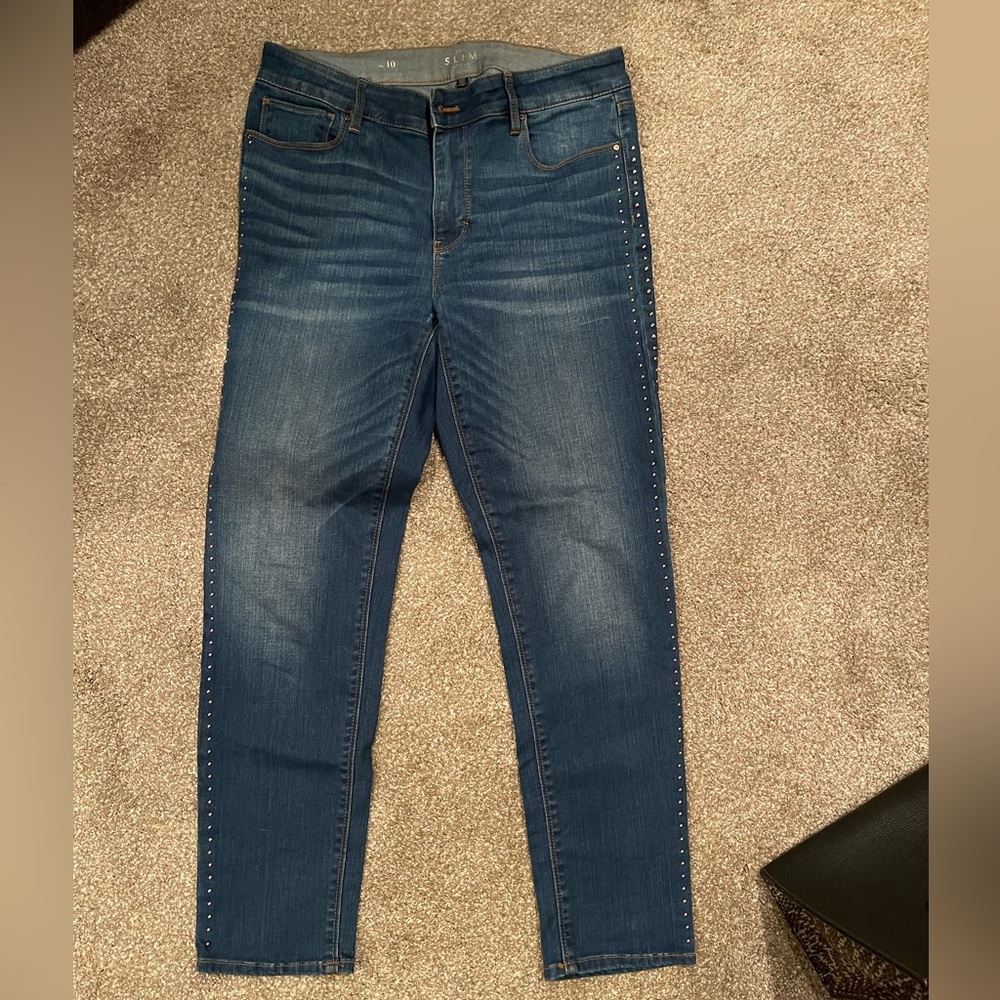 Copper Studded Skinny Jeans WHBM Size 10